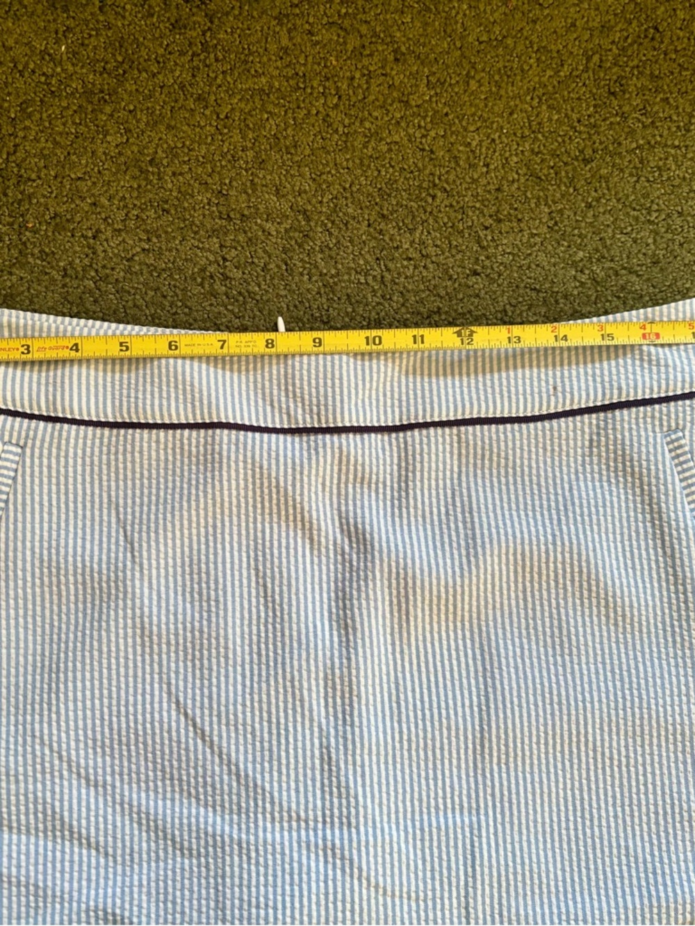 NWT Renwick Sz 12 Seersucker Mini Skirt and Shorts with Navy Piping - Light Blue - Picture 5 of 9